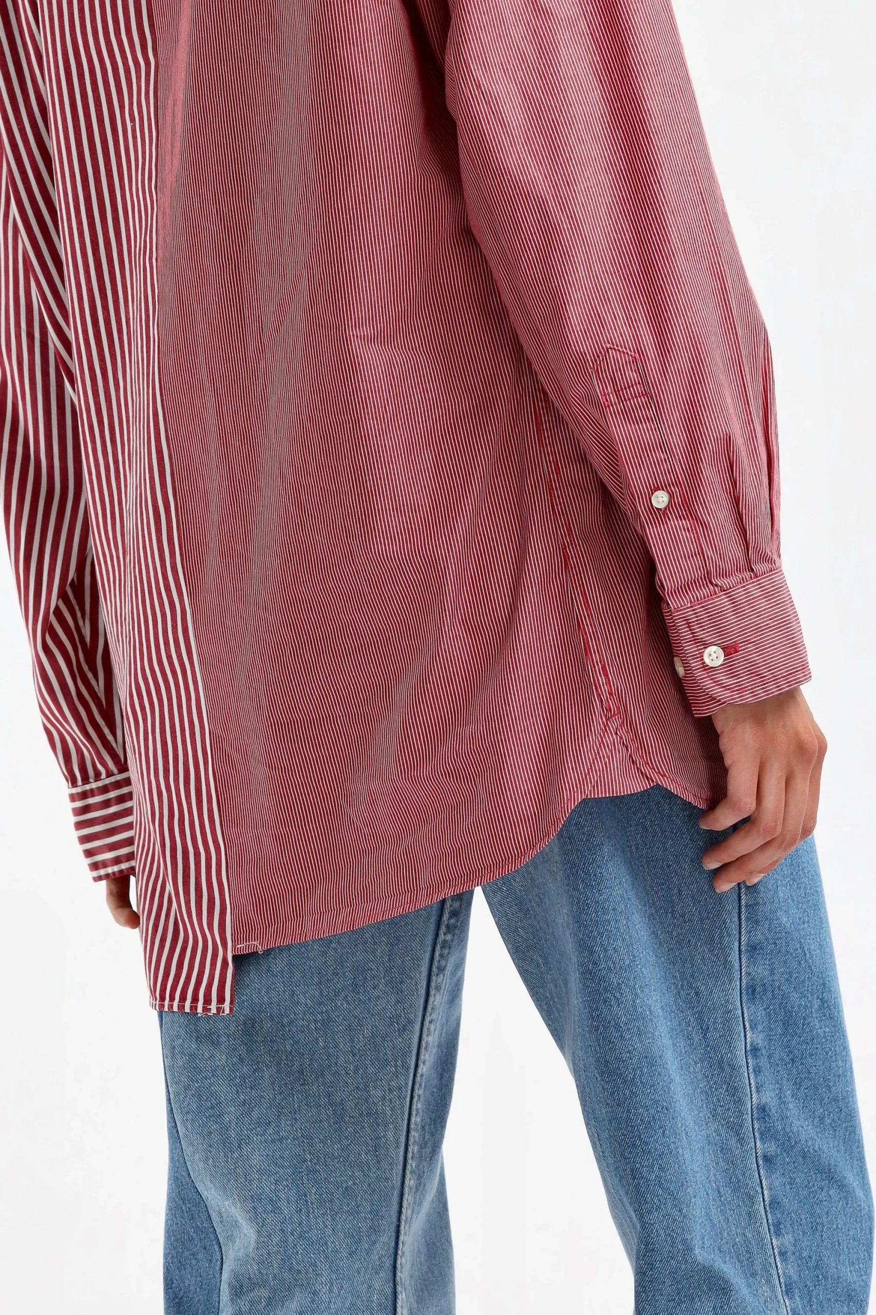 Femme E.L.V. Denim Blouse Diana En Blanc/Rouge
