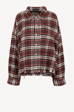 Femme R13 Blouse Drop Neck En Rouge/Ecru