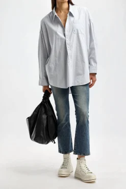 Femme R13 Blouse Drop Neck Oxford A Blue Pin Stripe