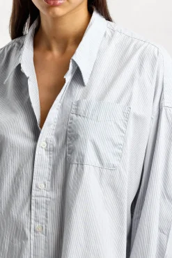 Femme R13 Blouse Drop Neck Oxford A Blue Pin Stripe