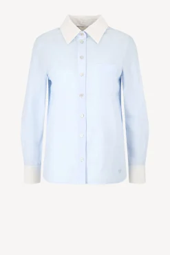 Femme Tory Burch Blouse En Crisp Blue/Blanc