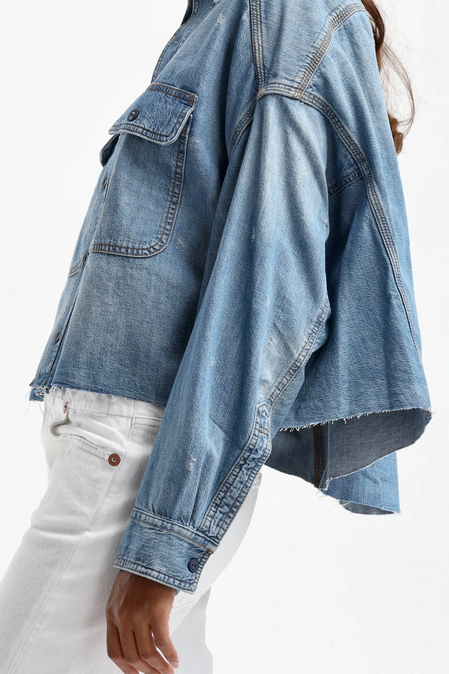 Femme R13 Blouse En Jean Cropped A Brindley