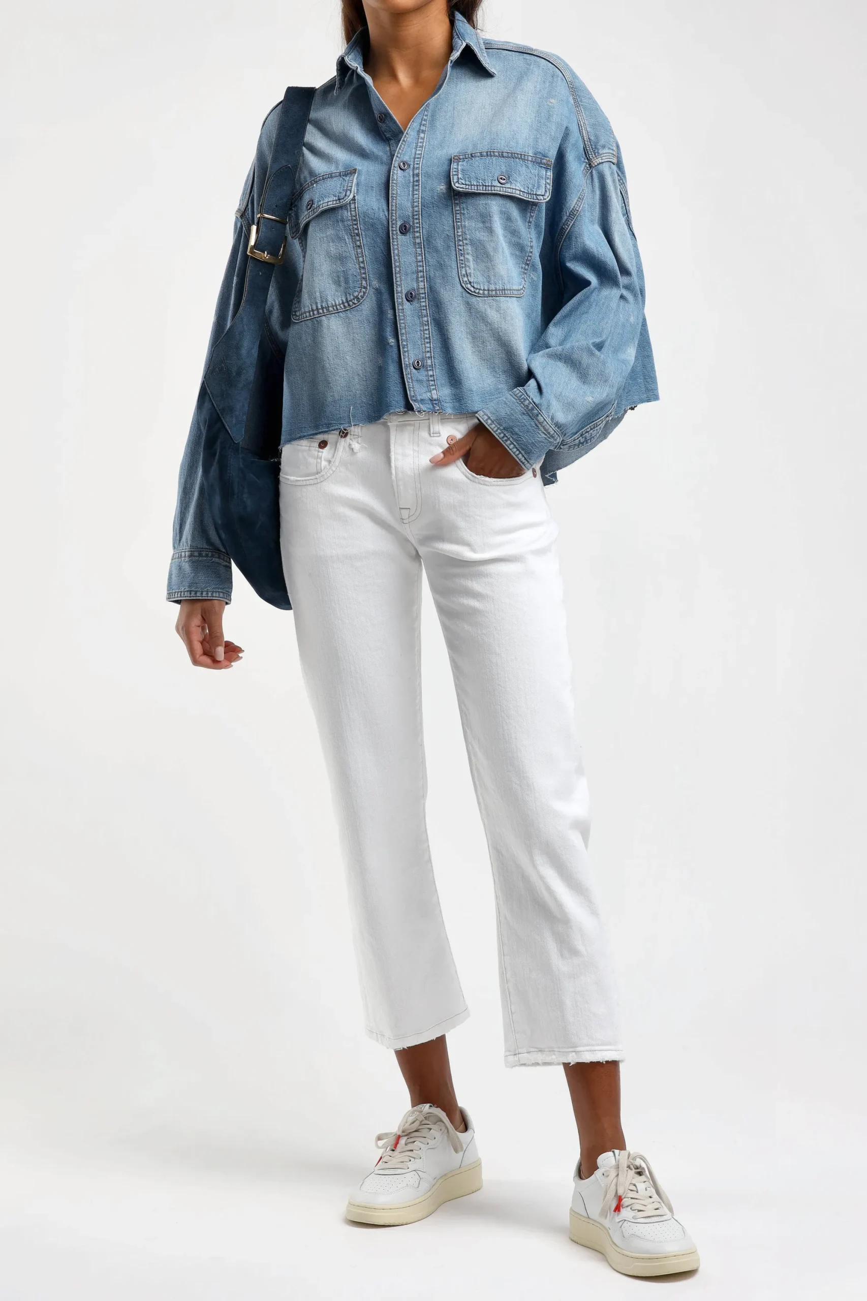 Femme R13 Blouse En Jean Cropped A Brindley