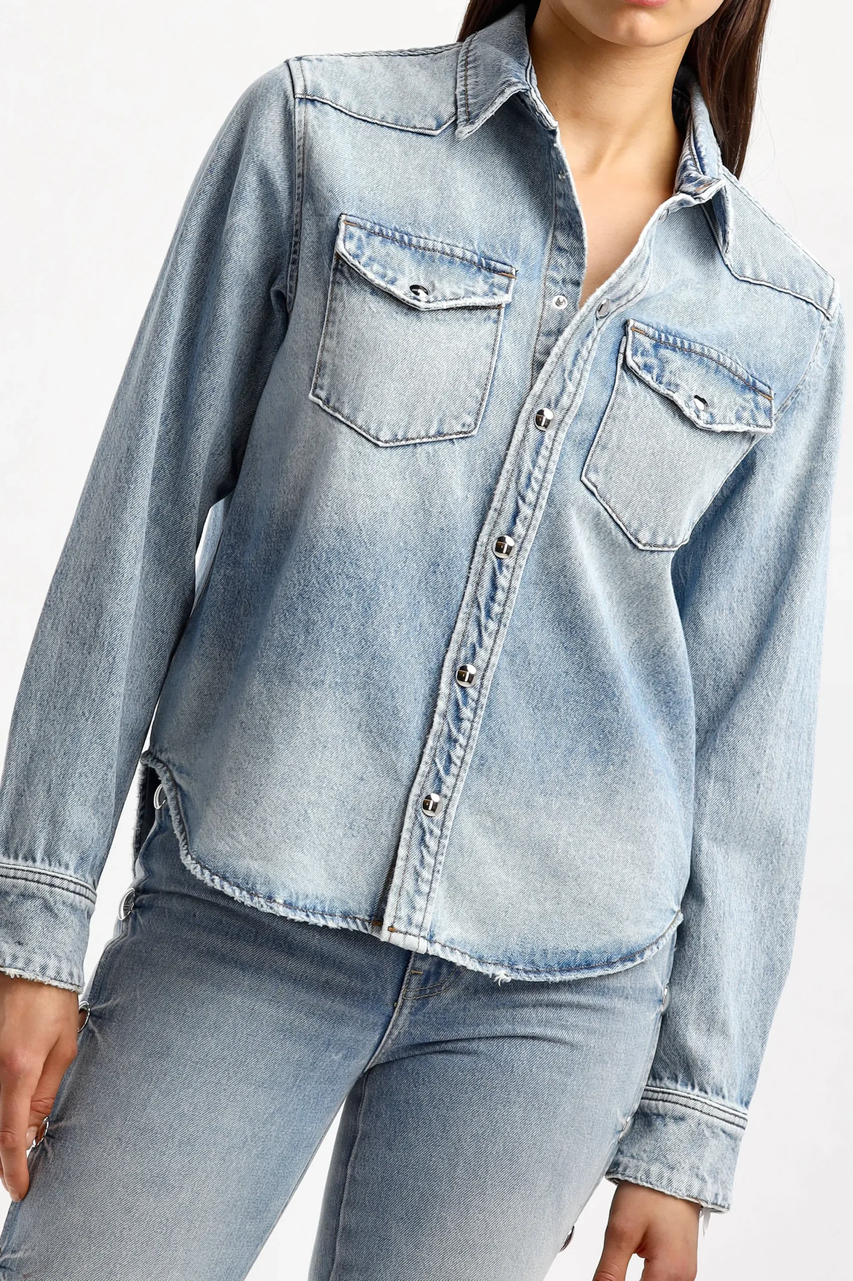 Femme Khaite Blouse En Jean Wesley A Bryce