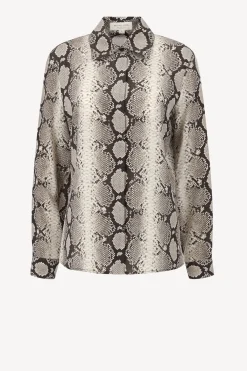 Femme Michael Kors Collection Blouse En Soie Hansen En Taupe Multi