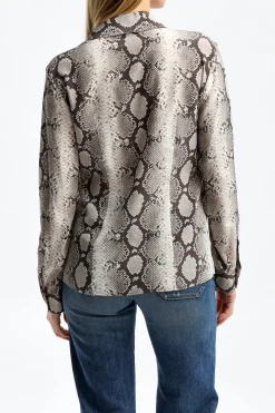 Femme Michael Kors Collection Blouse En Soie Hansen En Taupe Multi