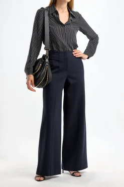 Femme Michael Kors Collection Blouse En Soie Hansen En Noir Et Blanc