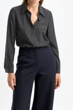 Femme Michael Kors Collection Blouse En Soie Hansen En Noir Et Blanc