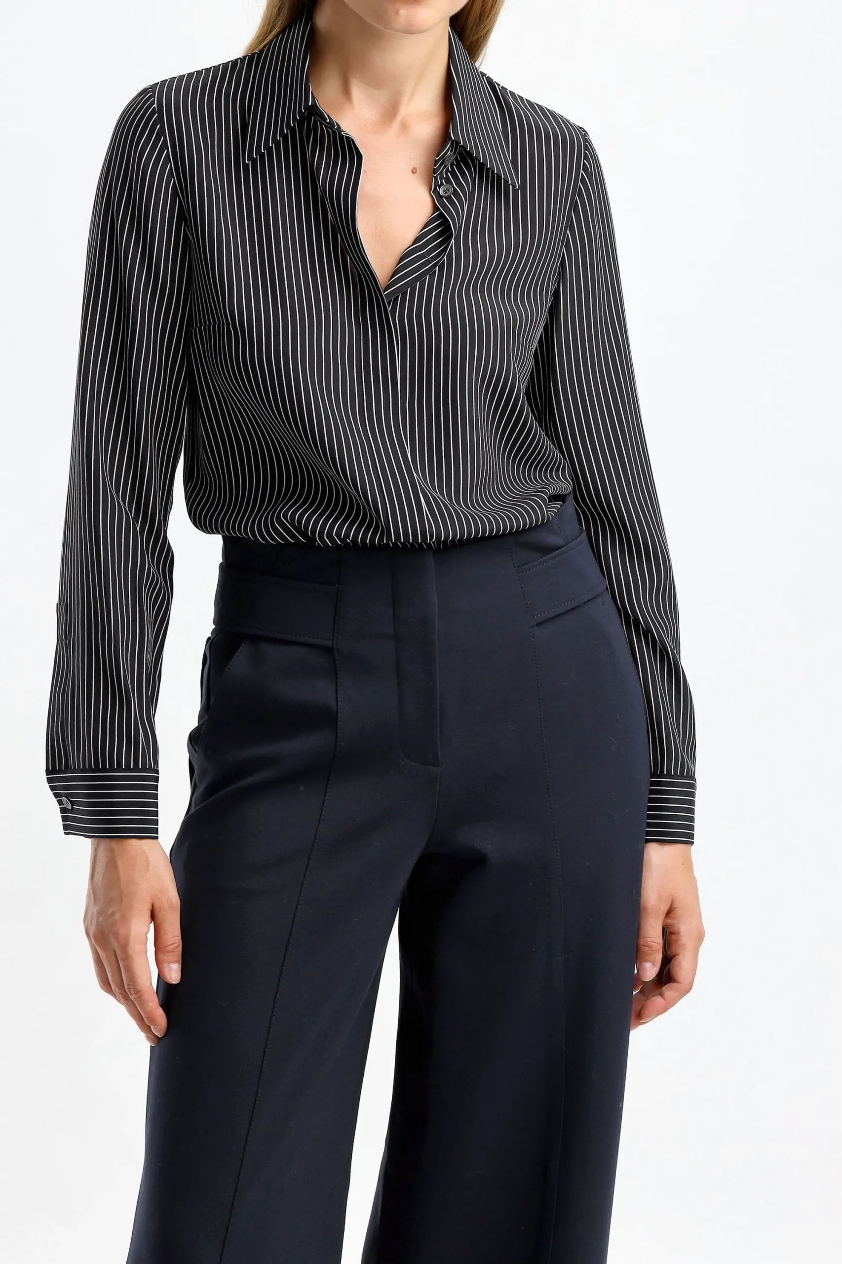 Femme Michael Kors Collection Blouse En Soie Hansen En Noir Et Blanc