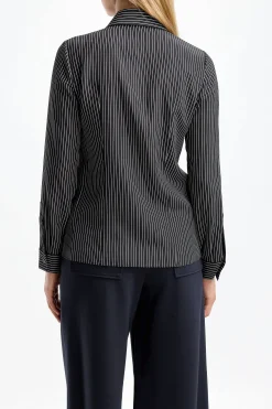 Femme Michael Kors Collection Blouse En Soie Hansen En Noir Et Blanc