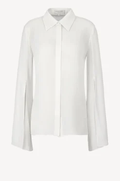 Femme Michael Kors Collection Blouse En Soie Split In Optic White
