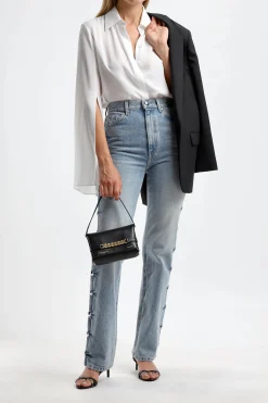 Femme Michael Kors Collection Blouse En Soie Split In Optic White