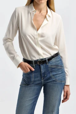 Femme Nili Lotan Blouse Gaia Slim En Ivoire