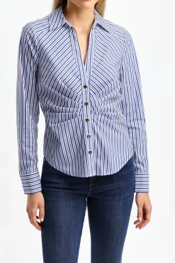 Femme Veronica Beard Blouse Joelle En Bleu/Blanc Casse