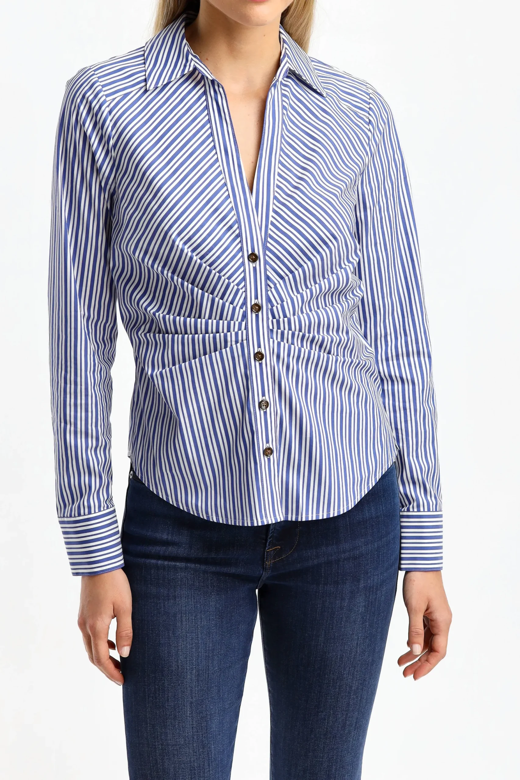 Femme Veronica Beard Blouse Joelle En Bleu/Blanc Casse
