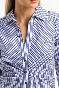 Femme Veronica Beard Blouse Joelle En Bleu/Blanc Casse