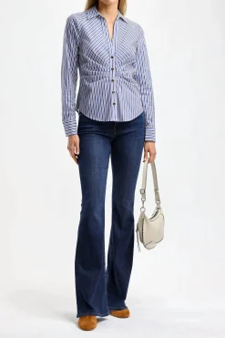 Femme Veronica Beard Blouse Joelle En Bleu/Blanc Casse