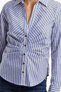 Femme Veronica Beard Blouse Joelle En Bleu/Blanc Casse