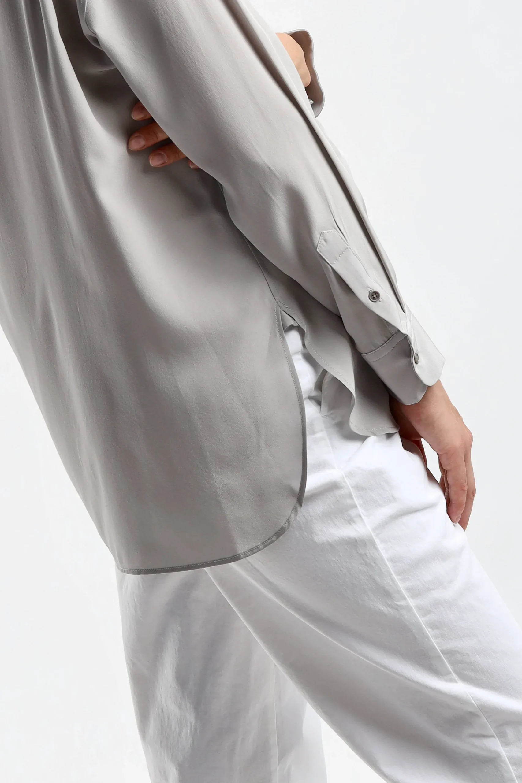 Femme Nili Lotan Blouse Julien En Gris Tempete