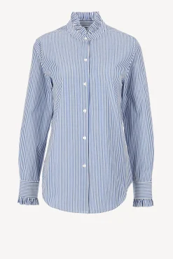 Femme Nili Lotan Blouse Lydia En Bleu/Blanc