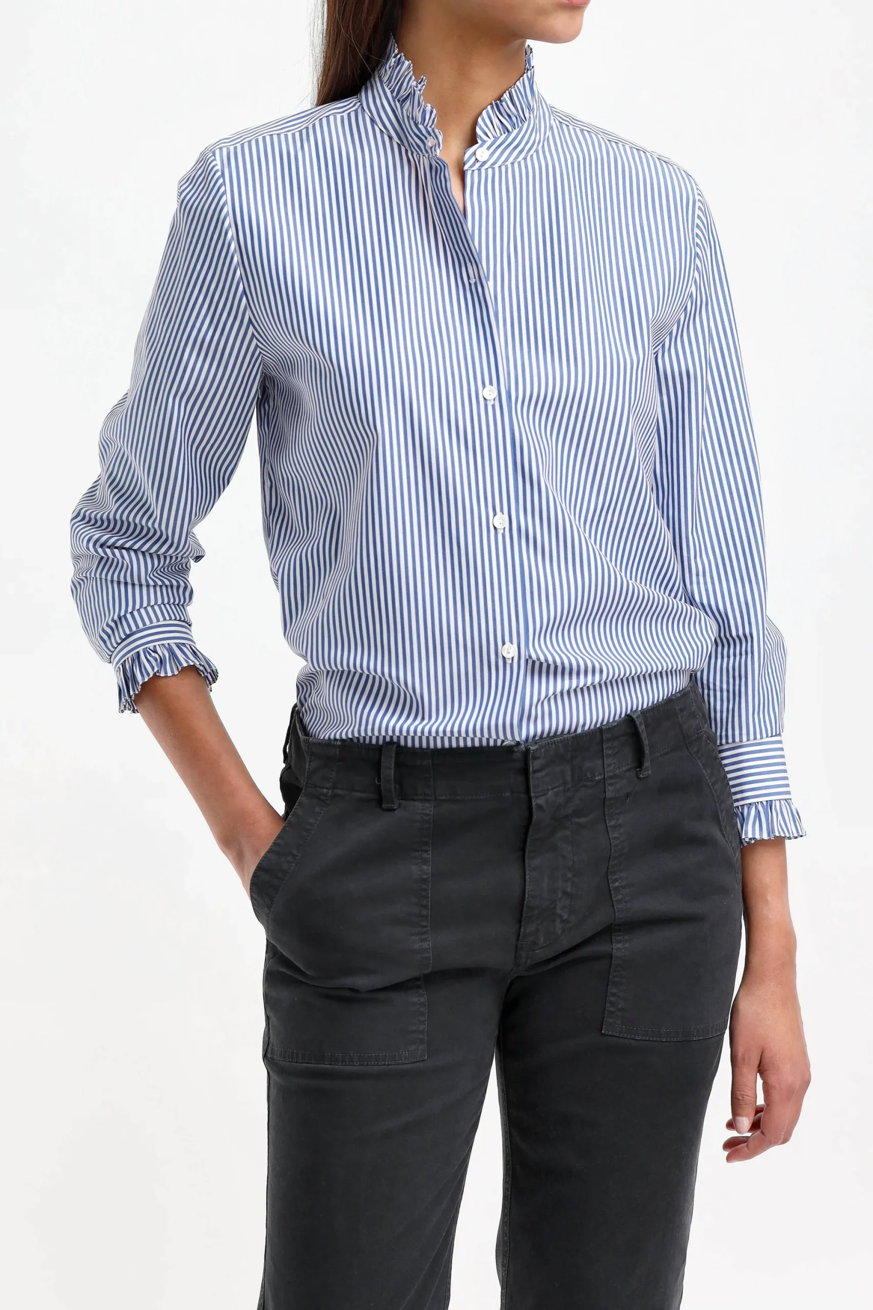 Femme Nili Lotan Blouse Lydia En Bleu/Blanc