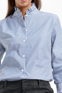 Femme Nili Lotan Blouse Lydia En Bleu/Blanc