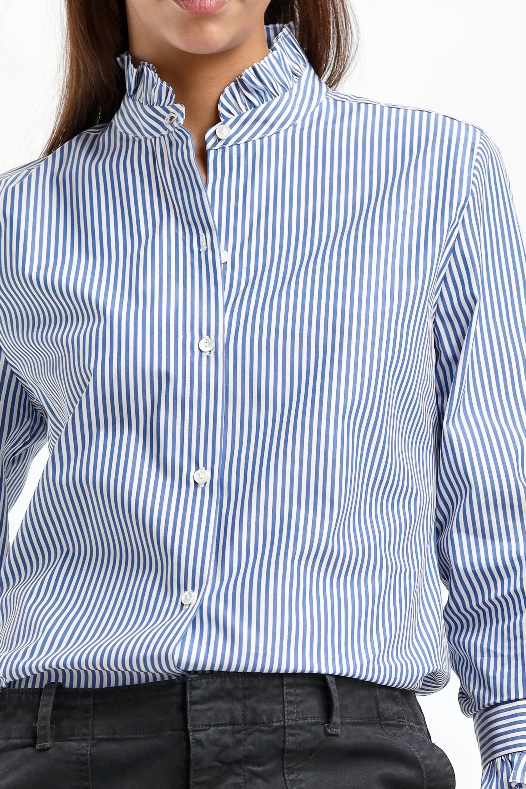 Femme Nili Lotan Blouse Lydia En Bleu/Blanc