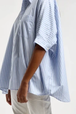 Femme R13 Blouse Oversized Boxy A Rayures Bleu Clair