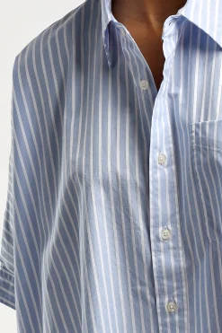 Femme R13 Blouse Oversized Boxy A Rayures Bleu Clair