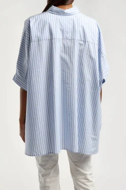 Femme R13 Blouse Oversized Boxy A Rayures Bleu Clair