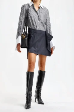 Femme JW Anderson Blouse Oversized En Charcoal/Blanc