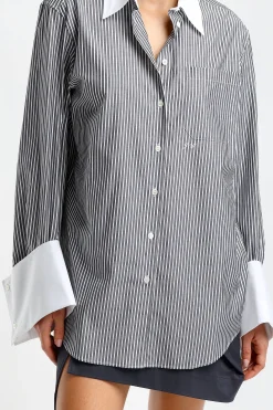 Femme JW Anderson Blouse Oversized En Charcoal/Blanc