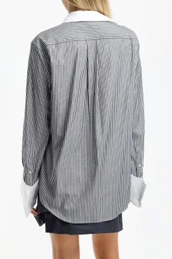 Femme JW Anderson Blouse Oversized En Charcoal/Blanc
