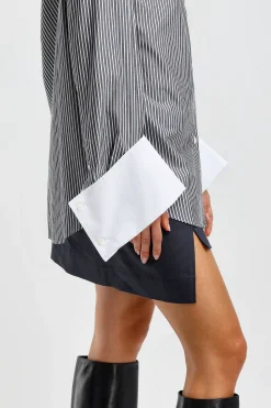 Femme JW Anderson Blouse Oversized En Charcoal/Blanc