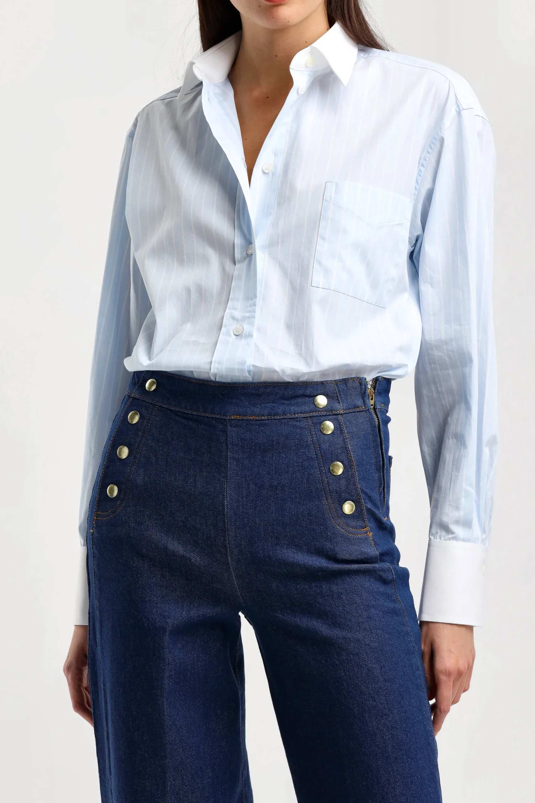 Femme Victoria Beckham Blouse Oversized Mens En Bleu Ciel/Blanc
