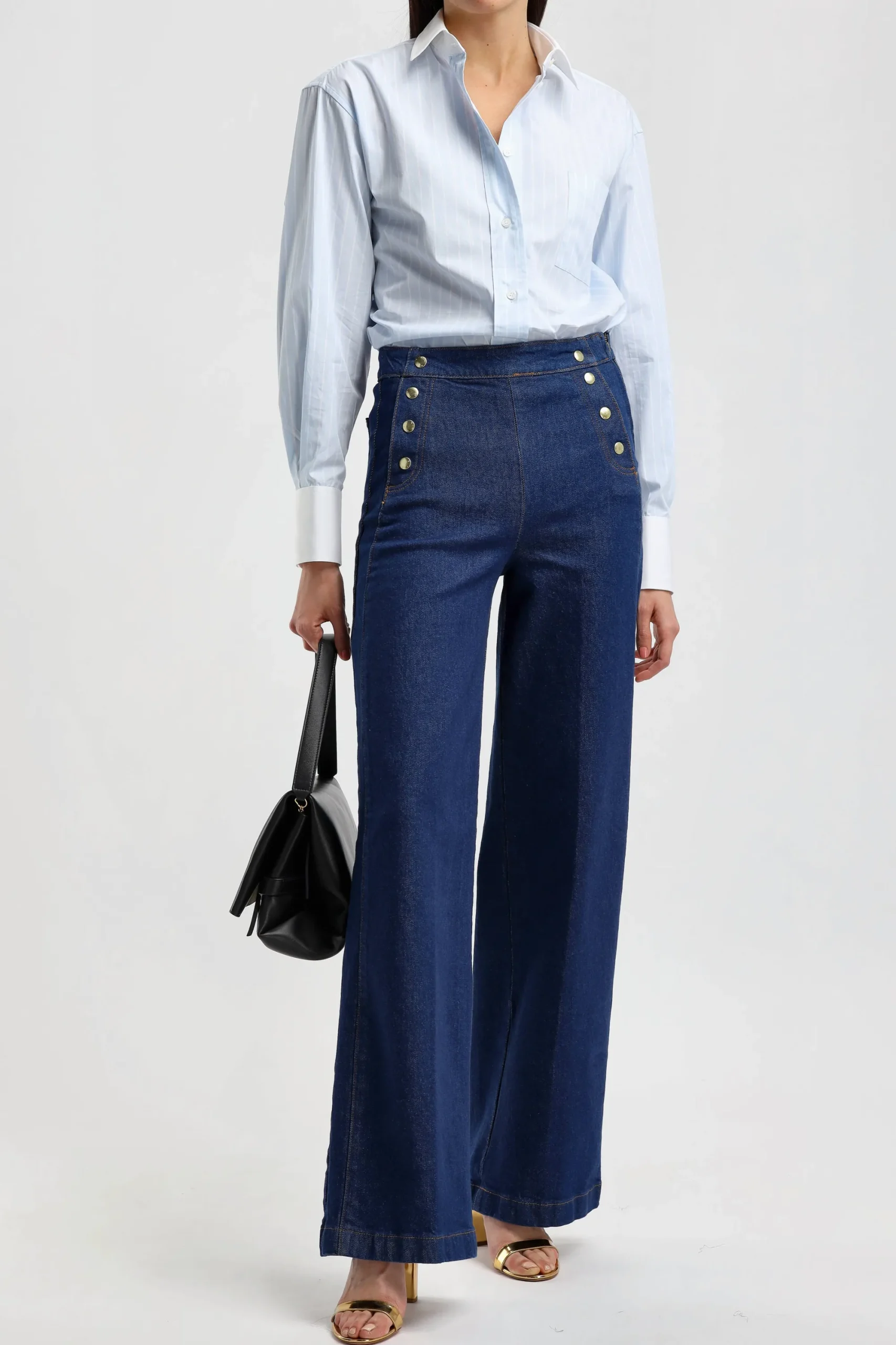 Femme Victoria Beckham Blouse Oversized Mens En Bleu Ciel/Blanc