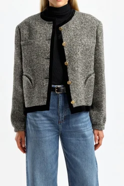 Femme Blazé Milano Bolero Lana Gliss En Sable Fonce