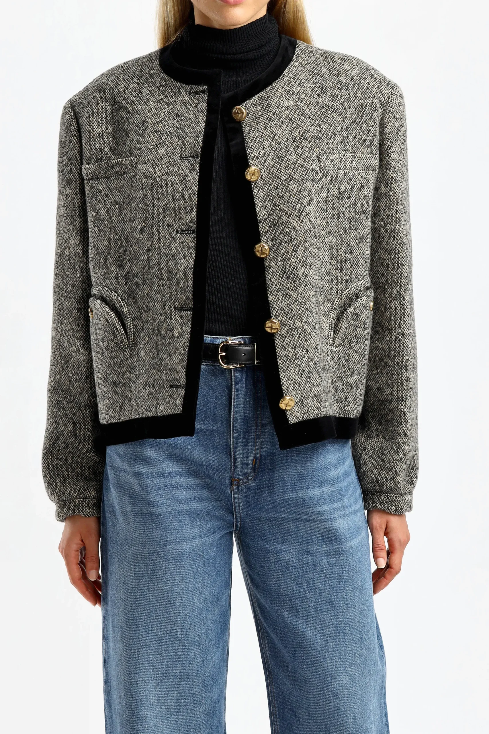 Femme Blazé Milano Bolero Lana Gliss En Sable Fonce