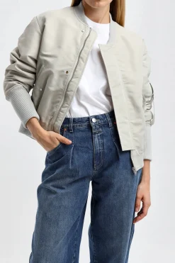 Femme Closed Bomber En Plaster Beige