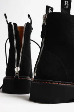Femme R13 Boots Single Stack En Daim Noir