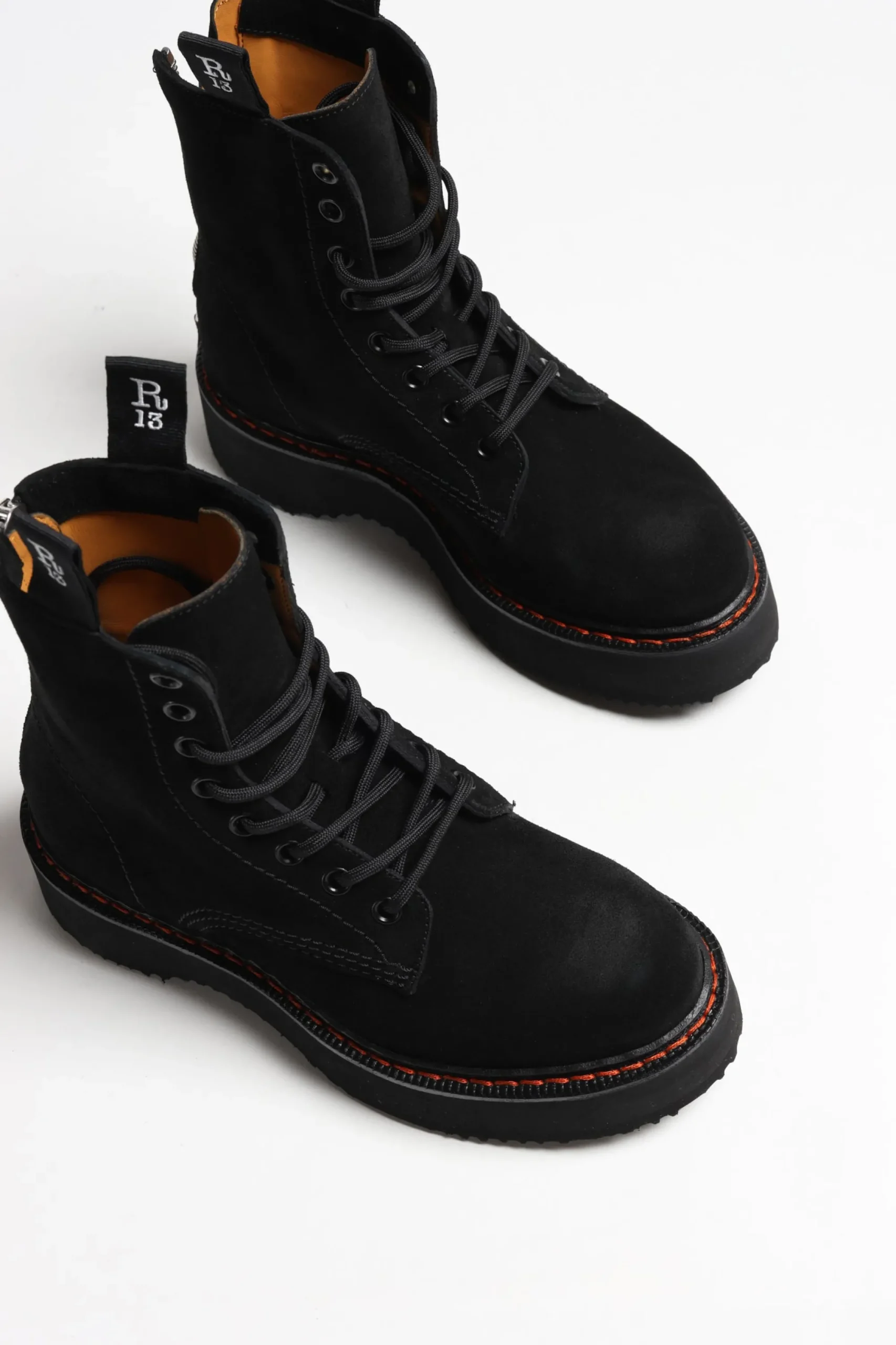 Femme R13 Boots Single Stack En Daim Noir