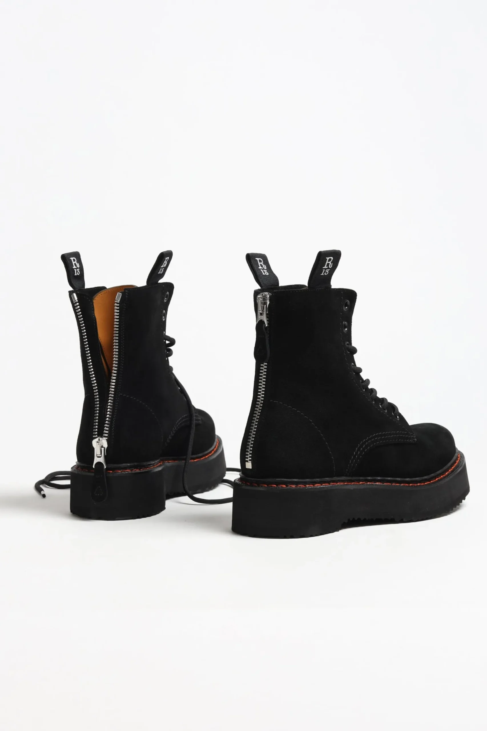 Femme R13 Boots Single Stack En Daim Noir
