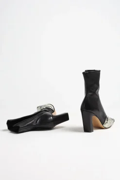 Femme Khaite Bottines Dallas Stretch En Noir/Naturel