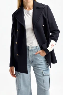 Femme Golden Goose Caban Golden En Bleu Fonce