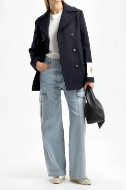 Femme Golden Goose Caban Golden En Bleu Fonce