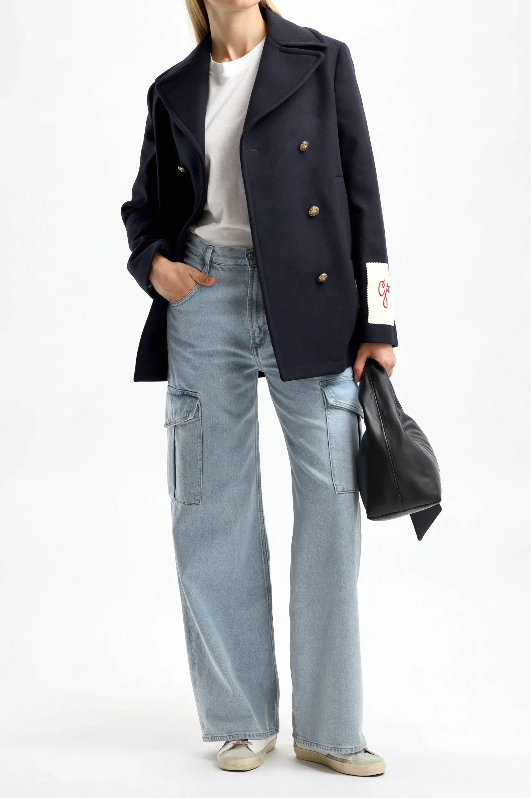 Femme Golden Goose Caban Golden En Bleu Fonce