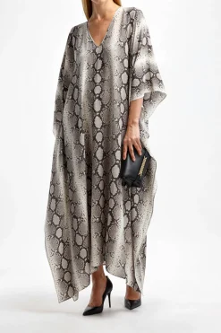 Femme Michael Kors Collection Caftan Python En Taupe