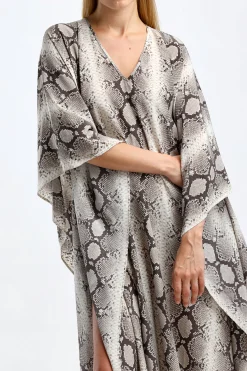Femme Michael Kors Collection Caftan Python En Taupe