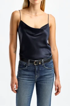 Femme Nili Lotan Cami Top Joris En Bleu Marine Fonce