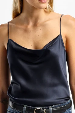 Femme Nili Lotan Cami Top Joris En Bleu Marine Fonce